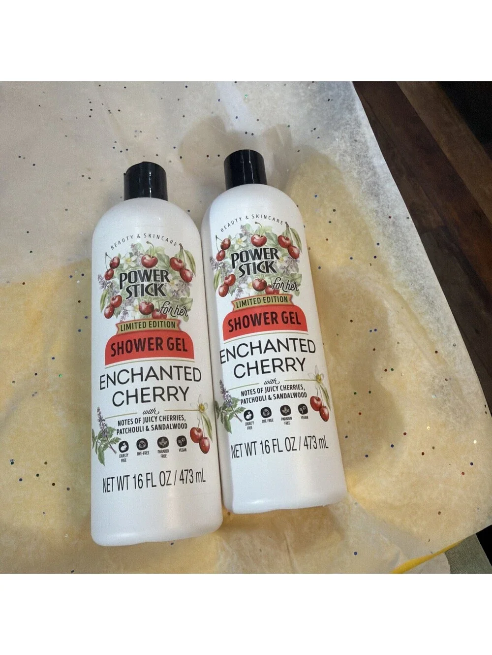 Lot of 2 Power Stick Shower Gel Enchanted Cherry 16 fl oz Rare Fast Shipping